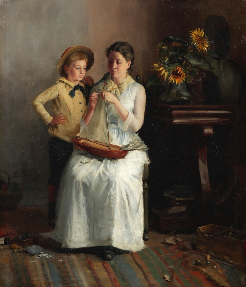 Léon Delachaux, The Affectionate Mother, 1883, huile sur toile