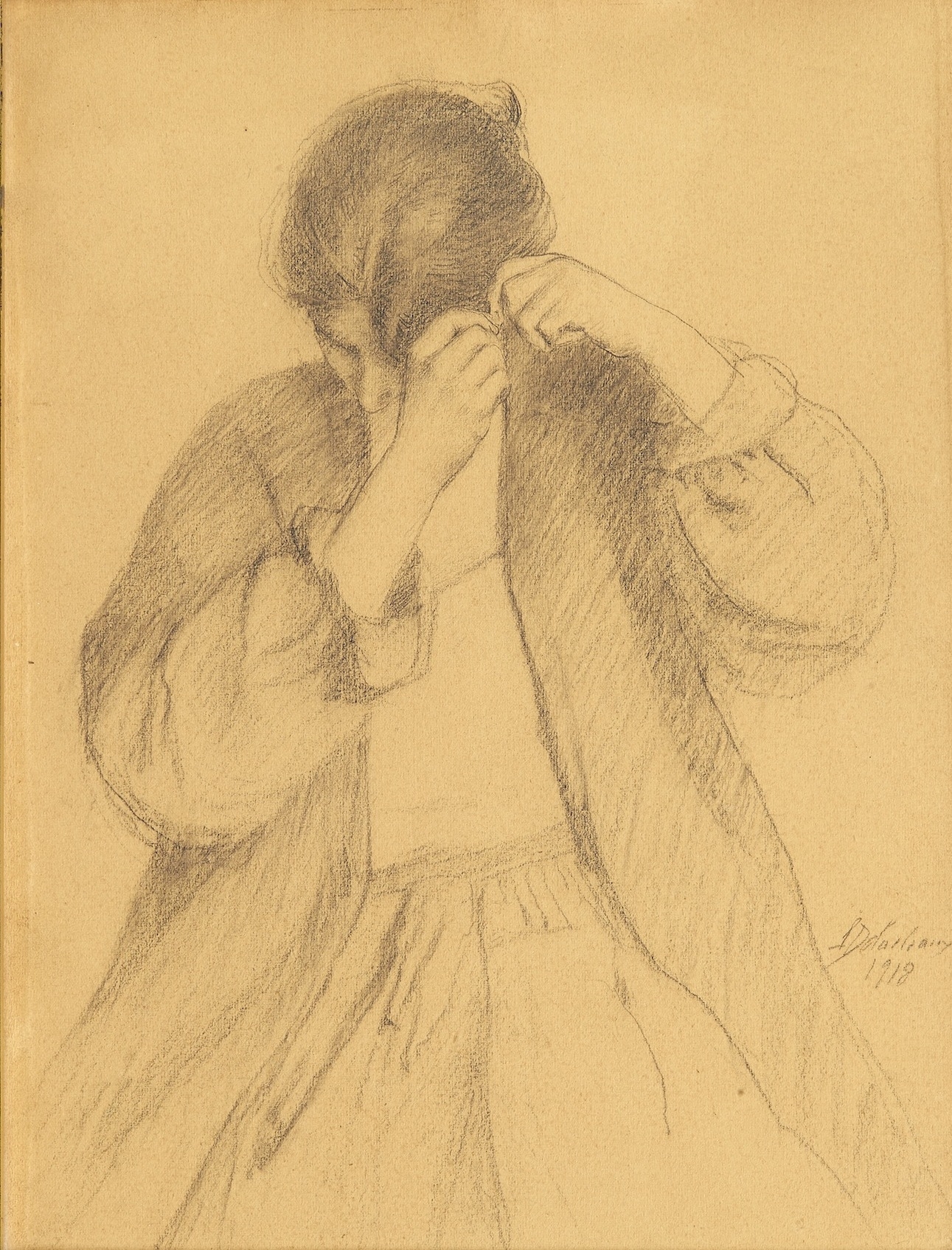 Léon Delachaux, Étude, femme se coiffant